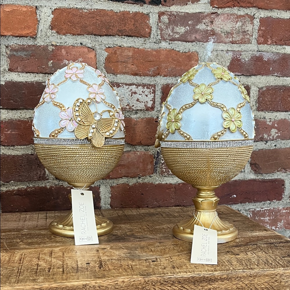 Rachel Zoe Gold and Cream Decorative Egg Accents